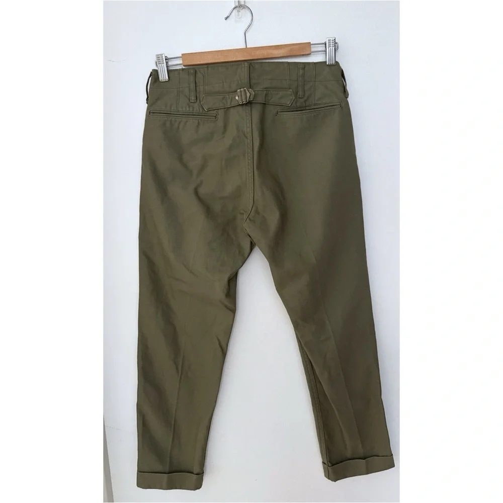 Unisex Japanese Brand VISVIM High-Water Green Chino Khakis Ankle Cuffed Pants XS